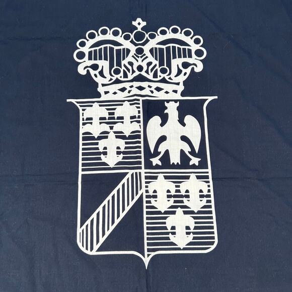 Villa d'Este Italian Crest Banner Cotton Wall Hanging Navy White 60x45 - Picture 3 of 6